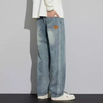 Мужские джинсы ретро, новые весенние, свободные, прямые, широкие штанины, повседневные брюки M