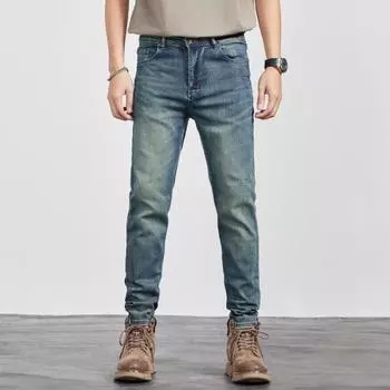 Мужские джинсы ретро весна и лето новые эластичные облегающие джинсы маленькие прямые 28