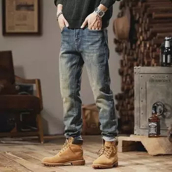 Мужские джинсы с вышивкой высшего качества: Легкие роскошные, модные прямые брюки в стиле ретро для всех возрастов. 34 (160 jin)