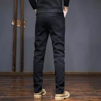 Мужские джинсы скинни, эластичные прямые тонкие мужские джинсы, повседневные модные универсальные джинсы высокого качества TP701 27 чёрный