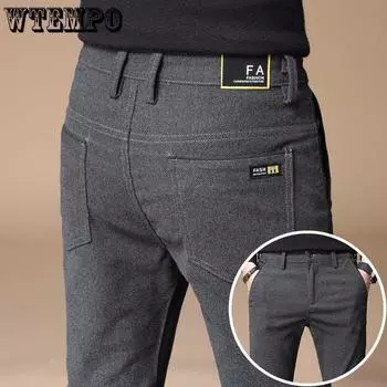 Мужские джинсы Весенние новые абразивные повседневные брюки Тонкие эластичные прямые брюки Деловые ветровые джинсы 28 чёрный