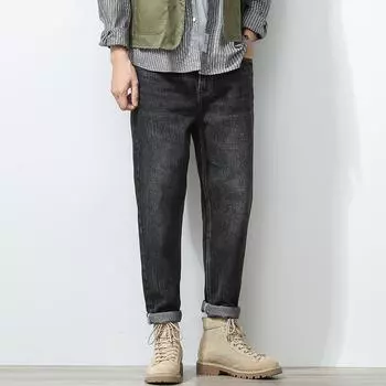 Мужские джинсы в классическом стиле, мягкие микроэластичные свободные джинсовые брюки, мужские повседневные брюки, уличная одежда 28 синий