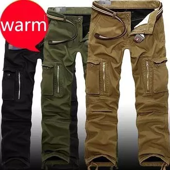 Мужские джинсы в стиле милитари с несколькими карманами, повседневные тренировочные хлопковые дышащие хлопковые брюки-карго больших размеров 30 хаки