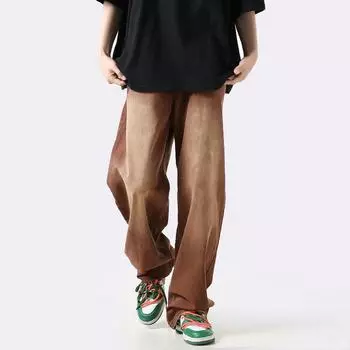 Мужские джинсы в стиле ретро с широкими штанинами кофейного цвета с градиентом 2XL чёрный