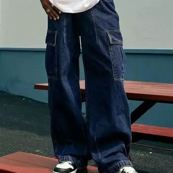 Мужские джинсы в стиле ретро, уличные, широкие джинсы с застежкой-молнией на пуговицу, карманы, свободный крой, прямые брюки XS