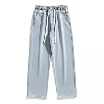 Мужские джинсы Water Washed, мужские ретро-американские летние потертые белые брюки, мужские прямые брюки S