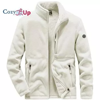 Мужские флисовые куртки Cozy Up, легкие повседневные куртки на молнии, зимние мягкие пальто с карманами на молнии M серый