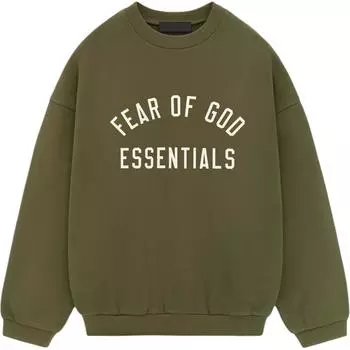 Мужские флисовые топы Fear of God Essentials Crewneck в стиле милитари, зеленые 192BT246265F XS