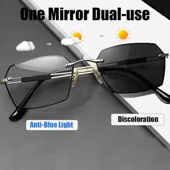 Мужские фотохромные очки с защитой от синего света, тонкая оправа, сверхлегкие прозрачные очки для компьютера