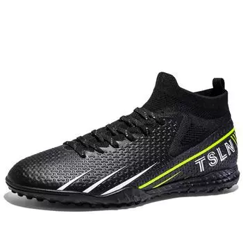Мужские футбольные бутсы большого размера с высоким берцем и короткими ногтями, нескользящие, TPR, искусственные, детские футбольные бутсы «Капитан», уличные, с короткими ногтями 36 чёрный