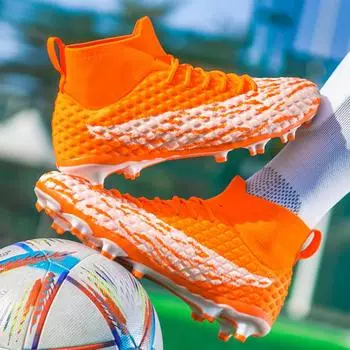 Мужские футбольные бутсы FG Turf Soccer Cleats Кроссовки Модный дизайн Высококачественные уличные кроссовки Высокие футбольные бутсы 45 35 чёрный