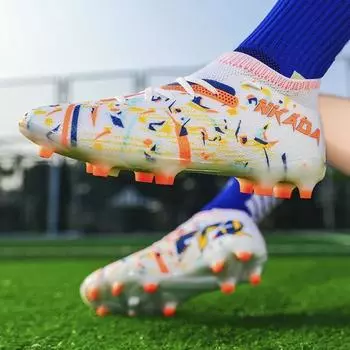 Мужские футбольные бутсы, обувь для футбола, повседневные бутсы для тренировок на траве, уличные кроссовки высокого качества с длинными шипами, футбольная обувь 35