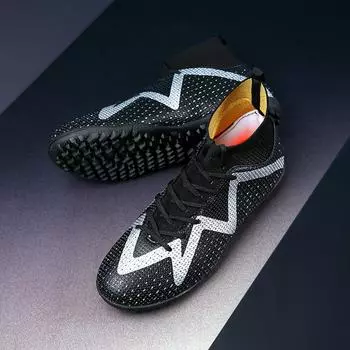 Мужские футбольные бутсы с длинными шипами и высокой лодыжкой, футбольные бутсы AG/TF, детские уличные бутсы для травы, футбольные бутсы, тренировочные спортивные футбольные бутсы 35 белый