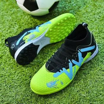 Мужские футбольные бутсы с длинными шипами и высокой лодыжкой, футбольные бутсы AG/TF, детские уличные бутсы для травы, футбольные бутсы, тренировочные спортивные футбольные бутсы 35 чёрный