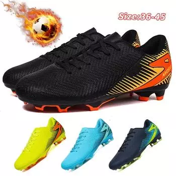 Мужские футбольные бутсы с длинными шипами и высокой лодыжкой, футбольные бутсы FG, уличные бутсы для травы, футбольные бутсы, тренировочные спортивные футбольные бутсы 36 жёлтый