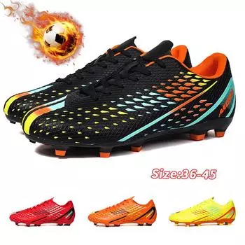 Мужские футбольные бутсы с длинными шипами и высокой лодыжкой, футбольные бутсы FG, уличные бутсы для травы, футбольные бутсы, тренировочные спортивные футбольные бутсы 36 чёрный