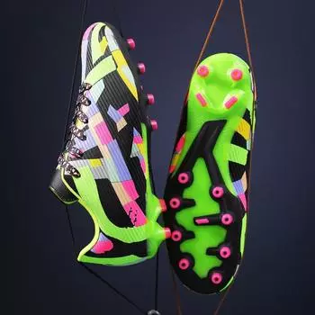 Мужские футбольные бутсы с длинными шипами и высокой лодыжкой, футбольные бутсы AG, детские уличные бутсы для травы, футбольные бутсы, тренировочные спортивные футбольные бутсы 33 чёрный