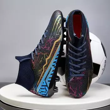 Мужские футбольные бутсы с длинными шипами и высокой лодыжкой, футбольные бутсы AG/TF, детские уличные бутсы для травы, футбольные бутсы, тренировочные спортивные футбольные бутсы 35 белый