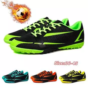 Мужские футбольные бутсы с длинными шипами и высокой лодыжкой, футбольные бутсы TF, уличные бутсы для травы, футбольные бутсы, тренировочные спортивные футбольные бутсы 36 лунный камень синий