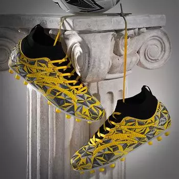 Мужские футбольные бутсы с длинными шипами и высокой лодыжкой, футбольные бутсы FG, уличные бутсы для травы, футбольные бутсы, тренировочные спортивные футбольные бутсы 34 чёрный