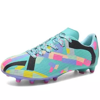 Мужские футбольные бутсы с низким верхом, большие размеры, длинные гвозди, искусственная кожа, футбольные бутсы для мальчиков, противоскользящие гвозди 34 белый