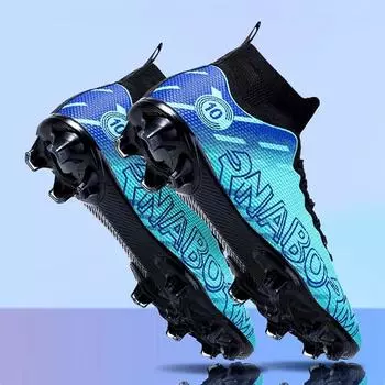 Мужские футбольные бутсы с высоким голенищем, цветные, с длинными гвоздями, спортивные футбольные бутсы для активного отдыха, большие размеры, детские футбольные бутсы для молодежи 35 белый