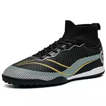 Мужские футбольные бутсы с высоким верхом и эластичным носком, резиновая мягкая подошва, короткие гвозди, футбольные бутсы для мальчиков 35 белый