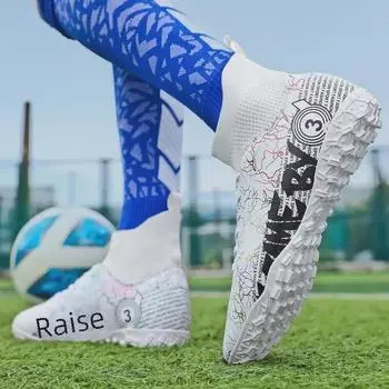 Мужские футбольные бутсы с высоким верхом, дышащие, размер 48, шипы AG/TF для взрослых и подростков 34