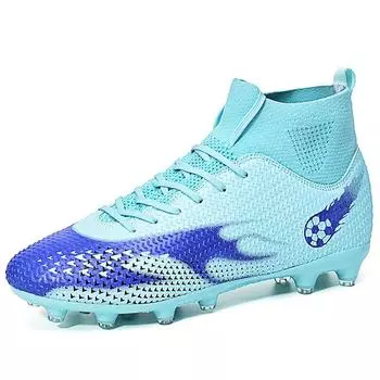 Мужские футбольные бутсы с высокими носками 33-45, молодежная спортивная обувь, футбольные тренировочные кроссовки, детские футбольные бутсы для художественного макияжа, газона 38 белый