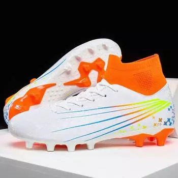 Мужские футбольные бутсы TF/FG, футбольные бутсы до щиколотки для мужчин, подростков, взрослых, бутсы для тренировок на траве, кроссовки 35-47 47 белый