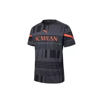 Мужские футбольные майки Puma AC Milan с круглым вырезом и коротким рукавом, черные 765053-04 XS