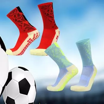 Мужские футбольные носки Grip с клеевым дозатором, мужские носки до середины голени, нескользящие носки для бега и спорта оранжевый