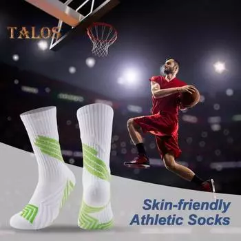 Мужские футбольные носки, нескользящие спортивные носки, дышащие, влагоотводящие спортивные носки для футбола, баскетбола, йоги, бега зелёный