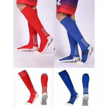 Мужские футбольные носки с длинными рукавами для профессиональных тренировок, утолщенные износостойкие клейкие противоскользящие спортивные носки чёрный