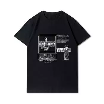 Мужские футболки больших размеров в стиле аниме «Атака Титанов» Levi · Ackerman Eye, топы в стиле панк, летние свободные топы в стиле Харадзюку в готическом стиле с короткими рукавами XXXL