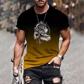 Мужские футболки, быстросохнущие топы, летняя мода, уличные футболки с коротким рукавом, футболки с 3D-графикой, свободная мужская одежда S