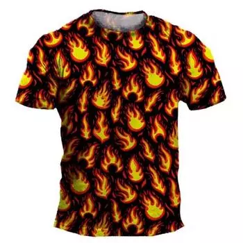 Мужские футболки Cool 3D Flame Graphic Top Aesthetic Clothing Women Streetwear Man Short Sleeve Harajuku Men s Clothing Casual T Shirt S