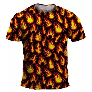Мужские футболки Cool Flame Graphic 3D Print Top Aesthetic Clothing Women Streetwear Man Short Sleeve Harajuku Men s Clothing Casual T Shirt S