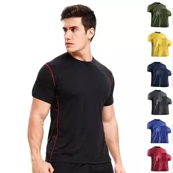 Мужские футболки для бега, компрессионная одежда для спортзала, рубашки для фитнеса, спортивная одежда для бодибилдинга M жёлтый