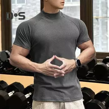 Мужские футболки для фитнеса, облегающая водолазка с коротким рукавом, майка для фитнеса, повседневная базовая футболка для тренировок, путешествий, офиса M белый