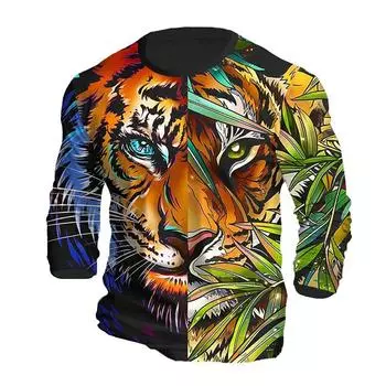 Мужские футболки для мужчин с 3D-принтом, осенние топы с длинным рукавом и о-образным вырезом, модные повседневные футболки больших размеров S