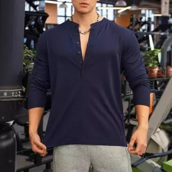 Мужские футболки для мышц с длинным рукавом и круглым вырезом, футболка для фитнеса в спортзале, мужская повседневная спортивная футболка для ежедневного использования в уличной одежде M серый