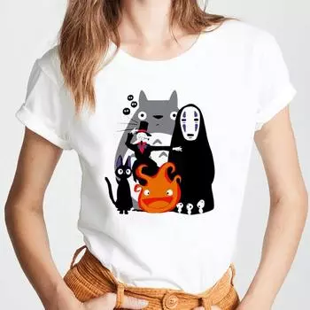 Мужские футболки Faceless Manga Print Summer из чистого хлопка с круглым вырезом и короткими рукавами для женщин S