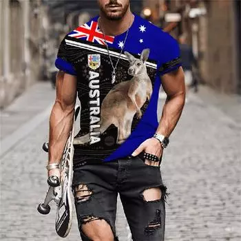 Мужские футболки Футболки с австралийским принтом Футболки с коротким рукавом для мужчин Футболки Топы Летние футболки больших размеров Повседневная мужская одежда XXS