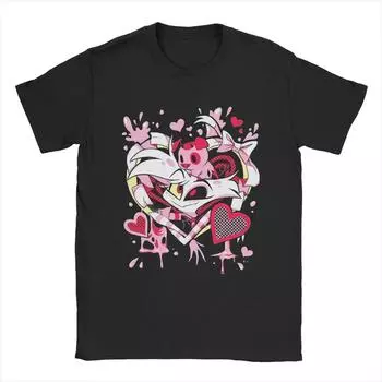 Мужские футболки Hazbins Hotels Angel Dust Новинка 100% хлопок Футболки с коротким рукавом Футболки с круглым вырезом Топы большого размера S чёрный