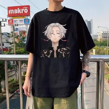 Мужские футболки Hot s Anime Tokyo Revengers Manga Izana Kurokawa/Manjirou Sano/Chifuyu Matsuno, свободные повседневные футболки унисекс с круглым вырезом и коротким рукавом S чёрный