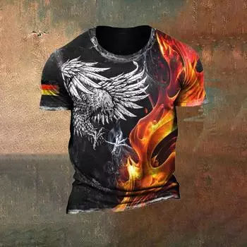 Мужские футболки из Германии, флаг Германии, принт с круглым вырезом и коротким рукавом, свободный топ, футболки, уличная одежда, летняя мужская винтажная одежда L