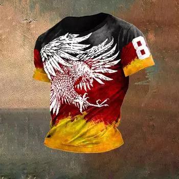 Мужские футболки из Германии, флаг Германии, принт с круглым вырезом и коротким рукавом, свободный топ, футболки, уличная одежда, летняя мужская винтажная одежда L