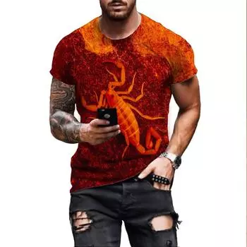 Мужские футболки, классическая футболка с 3D принтом животного Скорпиона, новинка, футболка в стиле хип-хоп с короткими рукавами, уличная футболка