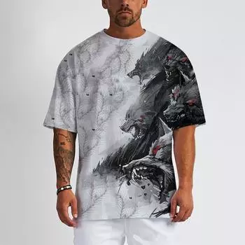 Мужские футболки Летние топы с рисунком животных и волков 3D-принтом Футболки Мужские и женские уличные модные футболки больших размеров Мужская одежда Топы M